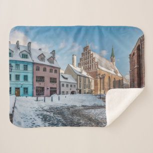 Manta Sherpa Centro de invierno nevado en Riga, Letonia
