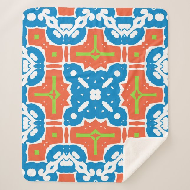 Manta Sherpa Cerámica de talavera mexicana antigua. Sin inconve (Anverso)