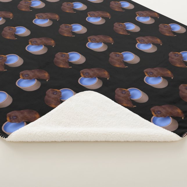 Manta Sherpa Cerdo de Guinea con limo marrón pequeño, (3/4)