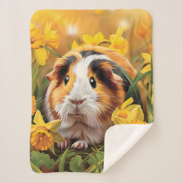 Manta Sherpa Cerdo De Guinea Entre Los Daffodils