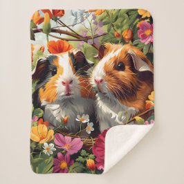 Manta Sherpa Cerdos de Guinea entre los floreros de los jardine