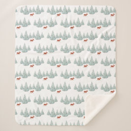 Manta Sherpa Cerveza marrón festiva bajo árboles de nieve