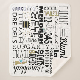 Manta Sherpa Chanukah Diversión Palabras Sherpa Blanket/Medium