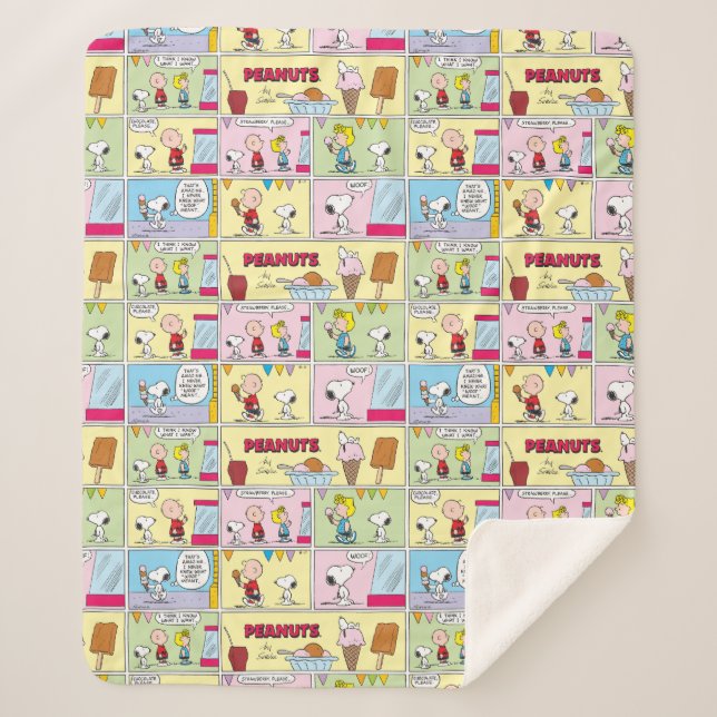 Manta Sherpa Charlie Brown, Snoopy y Sally | Helado (Anverso)