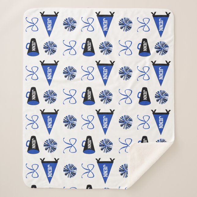 Manta Sherpa Cheer Camp Blue and Black Cheerleadering Pompom   (Anverso)