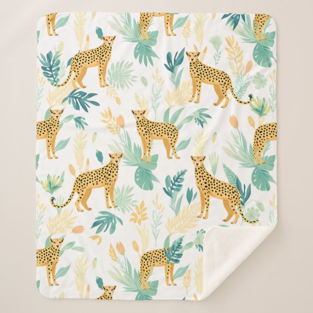 Manta Sherpa Cheetah acuarela (Anverso)