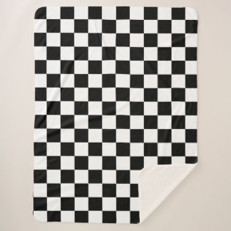 Manta Sherpa Cheque negro de tablero de ajedrez blanco revisado