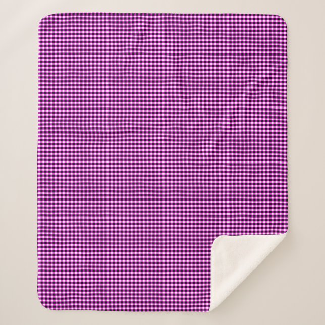 Manta Sherpa Cheques Blanco Y Negro Rosa, (Anverso)