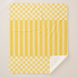 Manta Sherpa Cheques geométricos amarillos y bandas