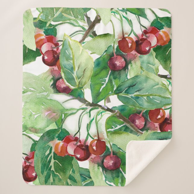 Manta Sherpa Cherry Seamless Pattern (Anverso)