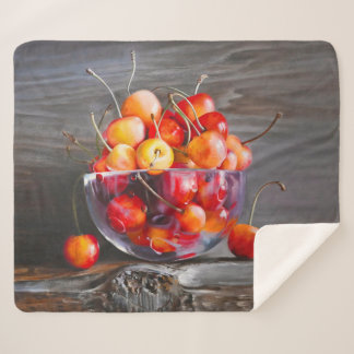 Manta Sherpa Cherry Still Life in Glass Stretched Canvas Print