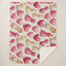 Manta Sherpa Chess & Hearts Valentines Pattern