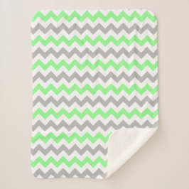 Manta Sherpa Chevron verde y gris
