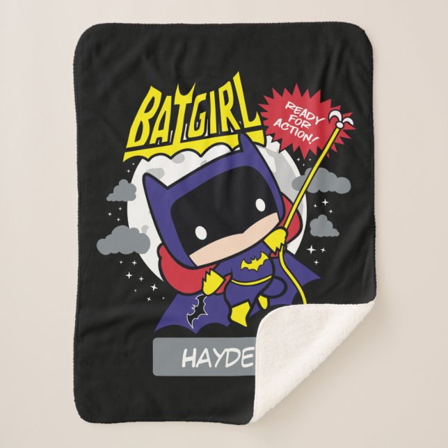 Manta Sherpa Chibi Batgirl Preparado Para La Acción (Anverso)