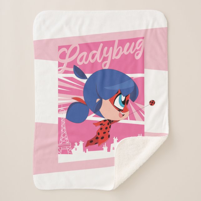 Manta Sherpa Chibi Ladybug en París (Anverso)