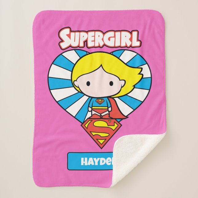 Manta Sherpa Chibi Supergirl Starburst Heart and Logo (Anverso)