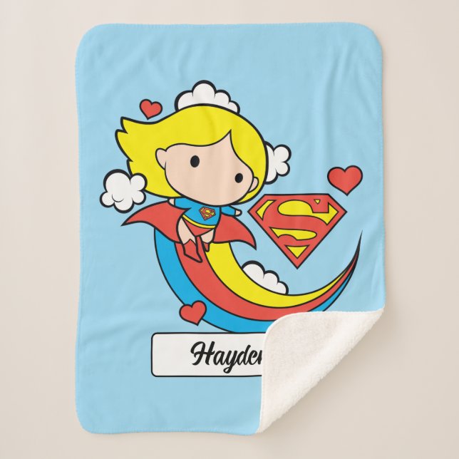 Manta Sherpa Chibi Supergirl Volando Arcoiris (Anverso)