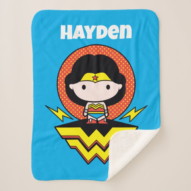 Manta Sherpa Chibi Wonder Woman With Polka Dots and Logo (Anverso)