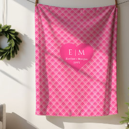 Manta Sherpa Chic Pink Red Hearts Personalized Valentine Gift