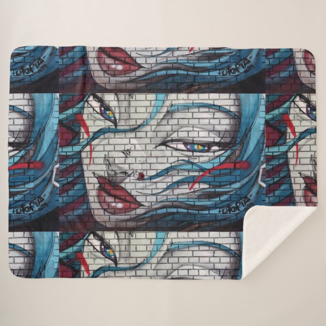 Manta Sherpa Chica asiática grafiti (Anverso (horizontal))