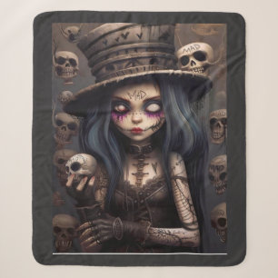Manta Sherpa Chica Calavera Gótica Steampunk – Fantasía Oscura 