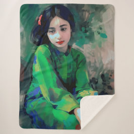 Manta Sherpa Chica con vestido verde