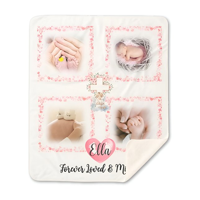 Manta Sherpa Chica conmemorativo Baby Loss Photo Blanket Gift (personalized-baby-girl-photo-blanket-memorial-gift)