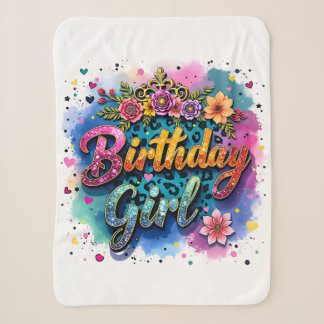 Manta Sherpa Chica Cumpleaños Leopardo Floral