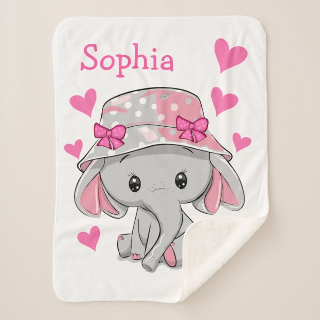 Manta Sherpa Chica Cute Baby Elephant (Anverso)