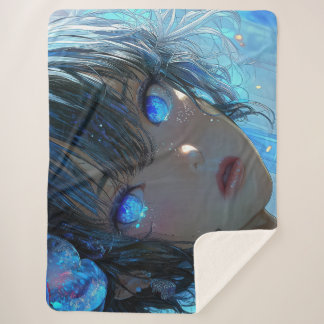 Manta Sherpa Chica de Fantasía Misteriosa - Estética de Arte Oc