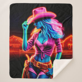 Manta Sherpa Chica de granjas de neón eléctrico en gorra rosa d