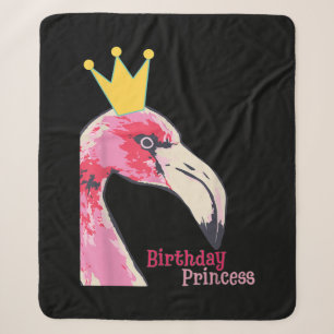 Manta Sherpa Chica de la Princesa de Cumpleaños Flamingo   Flam