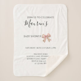 Manta Sherpa Chica de lazo rosa Baby Shower 