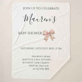 Manta Sherpa Chica de lazo rosa Baby Shower 