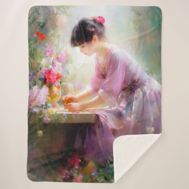 Manta Sherpa Chica en el Jardín de las Flores (Anverso)