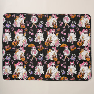 Manta Sherpa Chica Fantasma Rosa Halloween Lindo Espeluznante