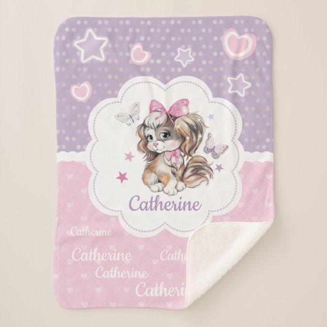 Manta Sherpa Chica lindo conocido de encargo del perrito en (Anverso)