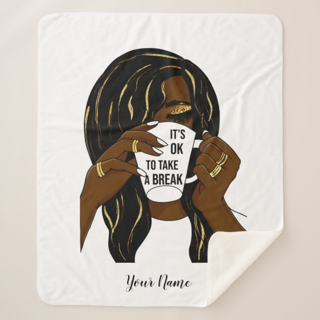 Manta Sherpa Chica negro mujer afroamericana cita inspiradora (Anverso)