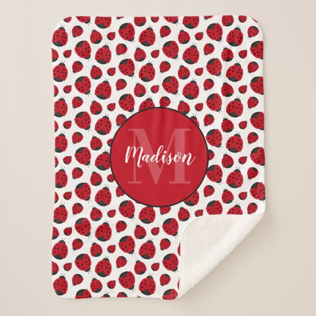 Manta Sherpa Chica personalizado del patrón Red Ladybug (Anverso)