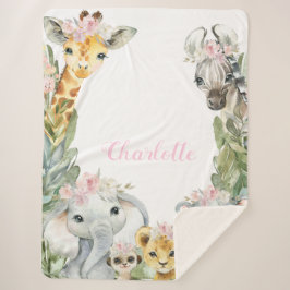 Manta Sherpa Chica Safari Baby Blanket