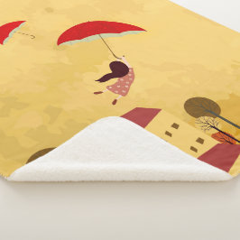 Manta Sherpa Chica Voladora Siguiendo Sus Sueños Con Un Paragua