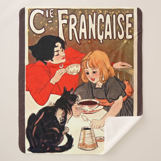 Manta Sherpa Chica y gato, afiche de época, Alexandre Steinlen (Anverso)