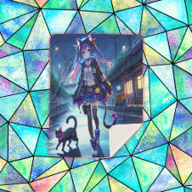 Chica y gato de Anime Gamer | Grande