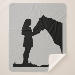 Manta Sherpa Chica y su caballo amor Silhouette