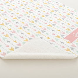 Manta Sherpa Chicas Arrow Blanket | Rosa, Oro, Moneda, Gris