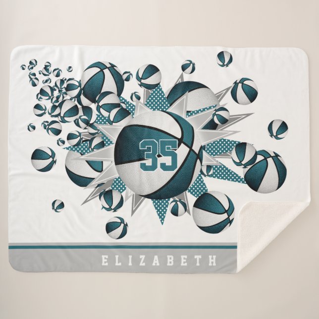 Manta Sherpa chicas blancos verde azulados estrella del balonce (Anverso (horizontal))