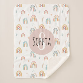 Manta Sherpa Chicas Cute Boho acuarela Patrón Arcoiris Niños