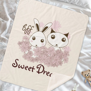 Manta Sherpa Chicas Cute Kitten y Bunny Best Friends Niños