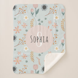 Manta Sherpa Chicas Cute Pastel Floral Imprimir niños botánicos