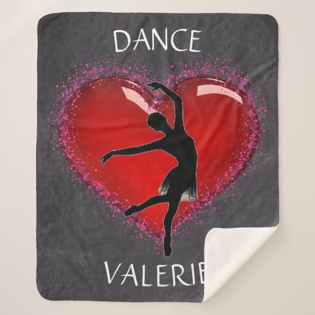 Manta Sherpa Chicas Dance Chalkboard Heart con Nombre Personali (Anverso)
